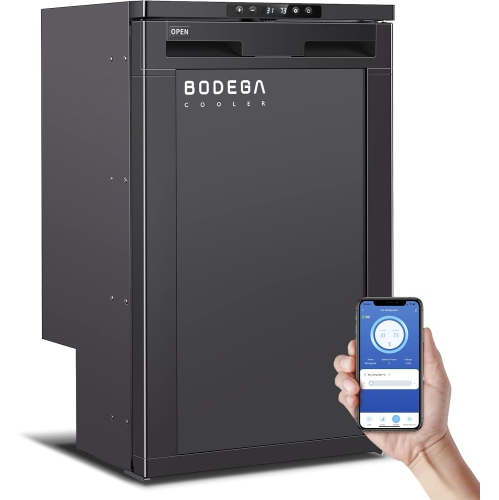 BODEGA 12&nbsp;V Refrigérateur, contrôle par APPLICATION WI-FI, 83&nbsp;L Réfrigérateur et congélateur de VR,(-4wapo~46ndeb)réfrigérateur de voyage