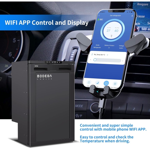 BODEGA 12 V Refrigérateur, contrôle par APPLICATION WI-FI, 83 L Réfrigérateur et congélateur de VR,(-4wapo~46ndeb)réfrigérateur de voyage