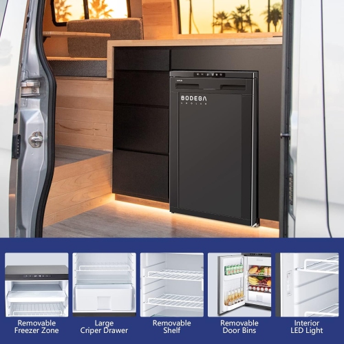 BODEGA 12 V Refrigérateur, contrôle par APPLICATION WI-FI, 83 L Réfrigérateur et congélateur de VR,(-4wapo~46ndeb)réfrigérateur de voyage