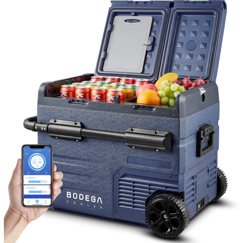 Image 1 de 7.. BODEGA 12 Volt Car Refrigerator,48 Quart12v Portable refrigerator, -4℉-68 Cooler for RV, Camping,Travel,Dual Zone WIFI APP Control(2 Doors),Blue