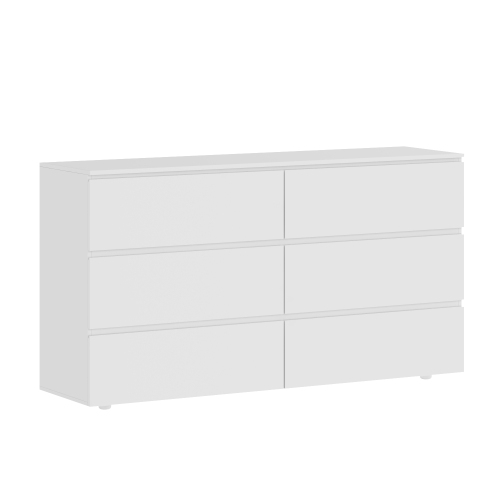 Famapy 6 Drawer Dresser for Bedroom, White Handle-free Dresser with Pop-out Drawers, Wood Storage Chest of Drawers for Bedroom Organize White