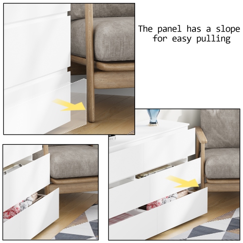 Famapy 6 Drawer Dresser for Bedroom, White Handle-free Dresser with Pop-out Drawers, Wood Storage Chest of Drawers for Bedroom Organize White