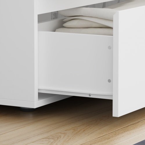 Famapy 6 Drawer Dresser for Bedroom, White Handle-free Dresser with Pop-out Drawers, Wood Storage Chest of Drawers for Bedroom Organize White