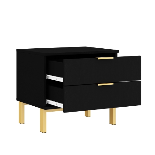 Famapy Nightstand with 2 Storage Drawers & Gold Metal Legs, Minimalist and Versatile Bedside Table Sofa End Side Table,(19.7" L x 15.7" W x 17.9" H)