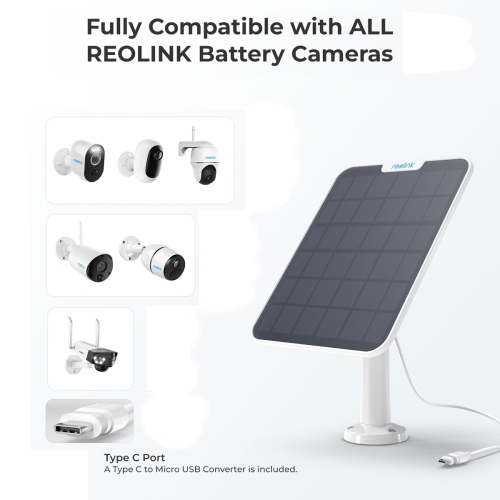Reolink Solar Panel 6W Power Supply for Reolink Battery Wireless Security Cameras