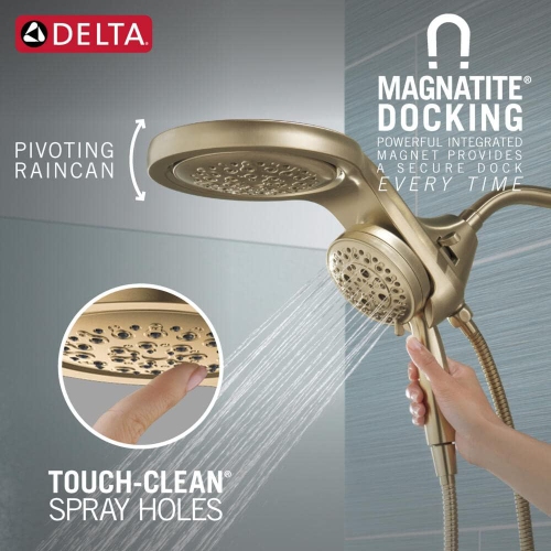 DELTA FAUCET 58680-CZ25 HydroRain H2Okinetic 5-Setting Two-in-One, Champagne Bronze Head with Hand Shower