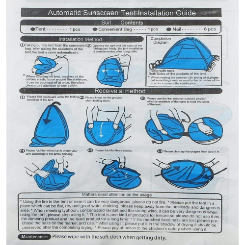 Strak Pop-Up Beach Tent, UPF 50+ Portable Sun Shelter with Carry Bag, Lightweight Waterproof Camping Tent for Outdoor Family Picnic, Fishing, Home,