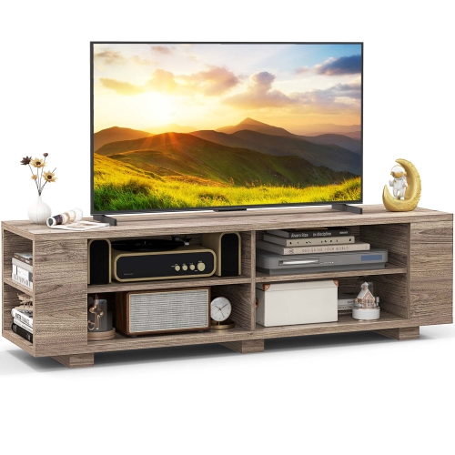 Costway 59'' Wood TV Stand Console Storage Media Center Entertainment Adjustable Shelf