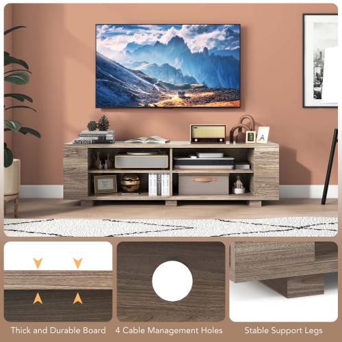 Costway 59'' Wood TV Stand Console Storage Media Center Entertainment Adjustable Shelf