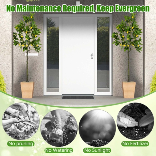 Costway 1 PCS 5.2 FT Tall Artificial Lemon Tree with Lemon Fruits, Cement Pot for Porch, Office