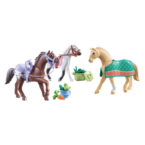 Playmobil Horses of Waterfall - Three Horses w/ Saddles