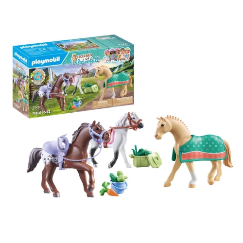 Playmobil Horses of Waterfall - Three Horses w/ Saddles