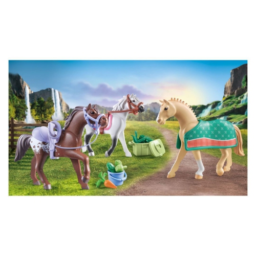 Playmobil Horses of Waterfall - Three Horses w/ Saddles