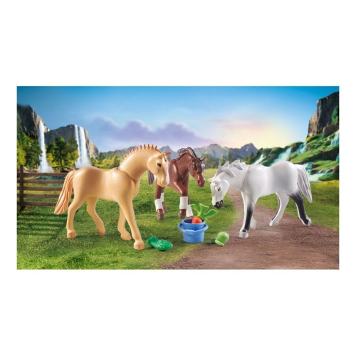 Playmobil Horses of Waterfall - Three Horses w/ Saddles