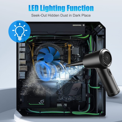 Dépoussiéreur à air comprimé, aspirateur-clavier électrique sans fil 130000&nbsp;tr/min pour le nettoyage, 3 vitesses, rechargeable 7500&nbsp;mAh,