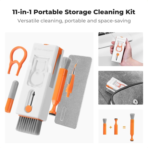 Concept Electronics Laptop Cleaning Kit, 11 in 1 Multifunctional Keyboard Cleaner Brush with Keycap Puller for Tablet, Phones, PC, with 60ml Cleaning