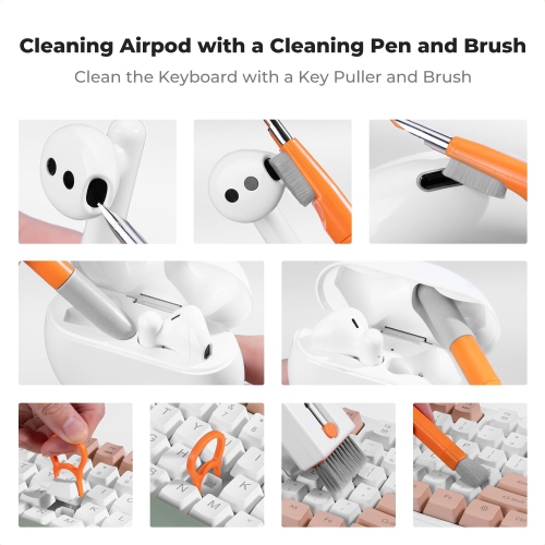 Concept Electronics Laptop Cleaning Kit, 11 in 1 Multifunctional Keyboard Cleaner Brush with Keycap Puller for Tablet, Phones, PC, with 60ml Cleaning