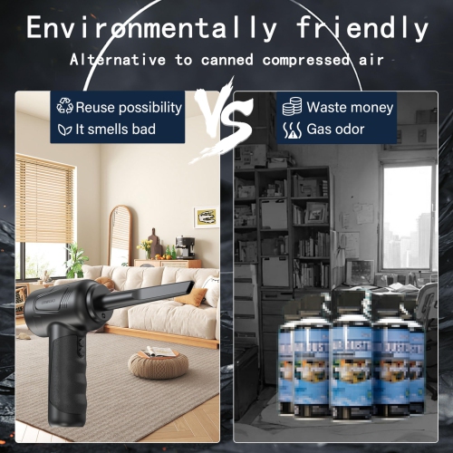 Compressed air Duster, Electric air Duster - Keyboard Cleaner for Office - no Canned air Duster - Reusable - Replacement for Compressed Air Can -