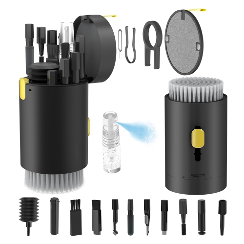 Keyboard Cleaner Kit, Electronics Cleaning Kit with Retractable Big Brush, Portable, 20 in 1 Multi-Tool Kit with 2.5ml Mist Spray