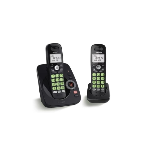 Refurbished- Vtech Dect 6.0 2-Handset Cordless Answering System with Caller ID/Call Waiting (CS6224-21) Black