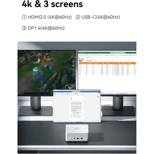 Mini PC UN1290, Intel Core i9-12900HK 14C/20T, Up to 5.0GHz, 32GB RAM, 1TB PCIe 4.0 SSD, 2.5G LAN, HDMI/USB-C/DP1.4, 5 USB Ports, WiFi 6, BT 5.2