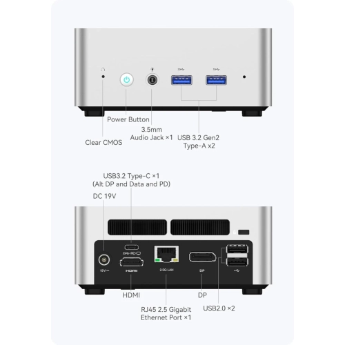 Mini PC UN1290, Intel Core i9-12900HK 14C/20T, Up to 5.0GHz, 32GB RAM, 1TB PCIe 4.0 SSD, 2.5G LAN, HDMI/USB-C/DP1.4, 5 USB Ports, WiFi 6, BT 5.2