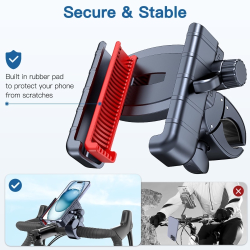 Bike Phone Mount Holder - Motorcycle Phone Holder Handlebar Clamp for Stroller Scooter Bicycle, 360°Rotate Phone Mount for iPhone & Other 4.5-7