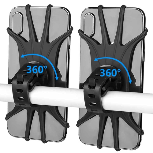 Image 1 of 6.. Bike Phone Mount 2 Pack, Universal Motorcycle Phone Holder for Bike,360°Rotation Silicone Bicycle Phone Holder Handlebar Phone Mount Compatible with