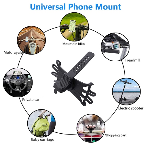 Bike Phone Mount 2 Pack, Universal Motorcycle Phone Holder for Bike,360°Rotation Silicone Bicycle Phone Holder Handlebar Phone Mount Compatible with