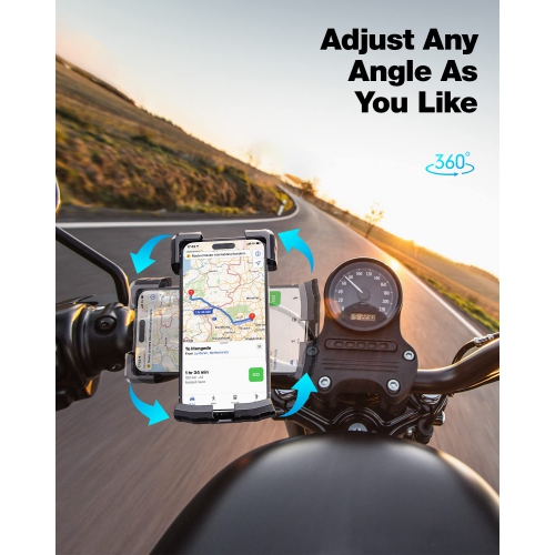 Bike Phone Holder,Motorcycle Phone Mount-Sturdy and Secure,One-Hand Operation,360°Rotating,Reduce Vibration,Compatible for All iPhone Series and