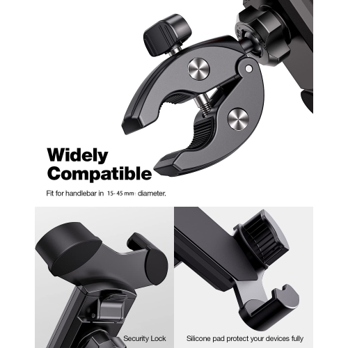 Universal Bike Phone Mount,Motorcycle Phone Holder-Sturdy and Secure,One-Hand Operation,360°Rotation,Security Lock,Compatible for All iPhone Series