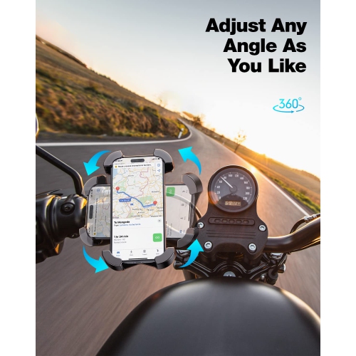 Universal Bike Phone Mount,Motorcycle Phone Holder-Sturdy and Secure,One-Hand Operation,360°Rotation,Security Lock,Compatible for All iPhone Series