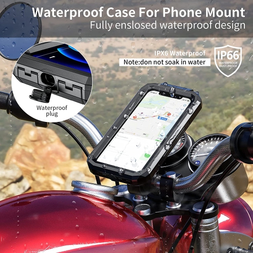 Bike Phone Mount Waterproof, Motorcycle Phone Mount with Aluminum Alloy Handlebar Mount Base & Touch-Screen, 360 Rotation Bike Phone Holder Suitable