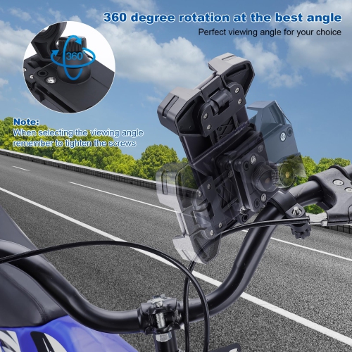 360° Adjustable Motorcycle Phone Mount-Bike Phone Mount - Anti Shock Silicone Ball, Universal Fit Fit 4.1-7.0" Phones- Secure Four-Corner Protection