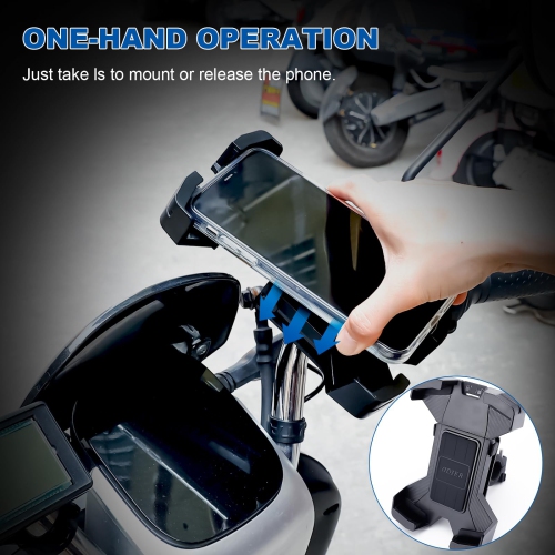 360° Adjustable Motorcycle Phone Mount-Bike Phone Mount - Anti Shock Silicone Ball, Universal Fit Fit 4.1-7.0" Phones- Secure Four-Corner Protection