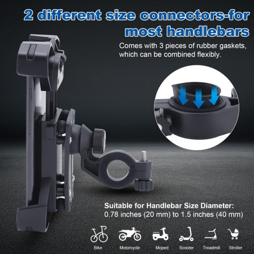 360° Adjustable Motorcycle Phone Mount-Bike Phone Mount - Anti Shock Silicone Ball, Universal Fit Fit 4.1-7.0" Phones- Secure Four-Corner Protection