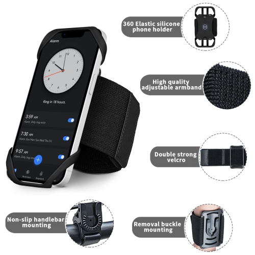 3 in 1 Bike Phone Mount/Wrist Phone Holder/Cell Phone Armbands,360° Rotatable & Detachable Sports Mobile Phone Holder for 4.5''-7'' Cellphone