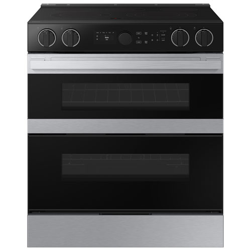 Cuisinière électrique encastrable à 5 éléments et deux fours avec friture à l'air 6,3 pi³ 30 po de Samsung - Acier inoxydable