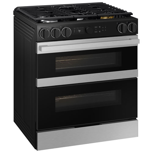 Samsung 30" Cu. Ft. Double Oven 5-Burner Slide-In Dual Fuel Air Fry Range - Stainless