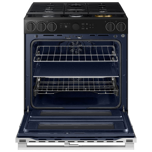 Samsung 30" Cu. Ft. Double Oven 5-Burner Slide-In Dual Fuel Air Fry Range - Stainless