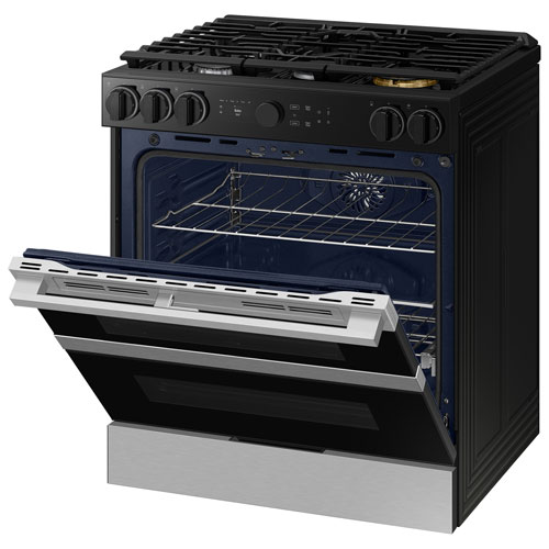 Samsung 30" Cu. Ft. Double Oven 5-Burner Slide-In Dual Fuel Air Fry Range - Stainless