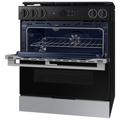 Samsung 30" Cu. Ft. Double Oven 5-Burner Slide-In Dual Fuel Air Fry Range - Stainless