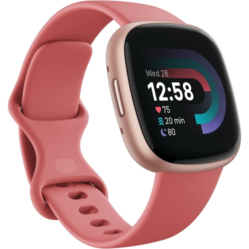 Fitbit Versa 4 Fitness Smartwatch with Daily Readiness, GPS, 24/7 Heart Rate, 40+ Exercise Modes, Sleep Tracking, Pink Sand/Copper Rose, One Size