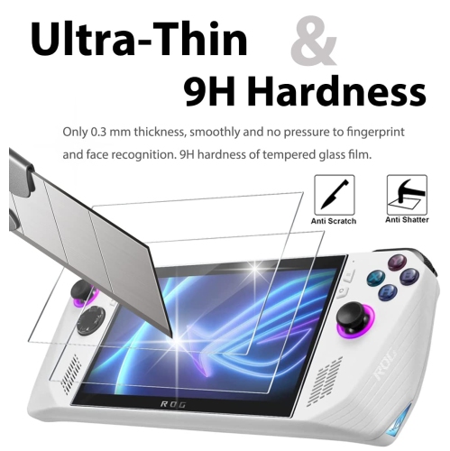 Paquet de 2 cartouches Miimall compatible avec le protecteur d'écran en verre trempé ROG Ally, le protecteur d'écran sans bulles anti-traces de