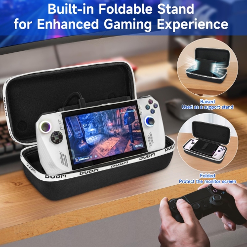 Étui de transport compatible avec la console de jeu portative ROG Ally d'Asus avec protecteur d'écran et capuchons antidérapants en silicone, étui