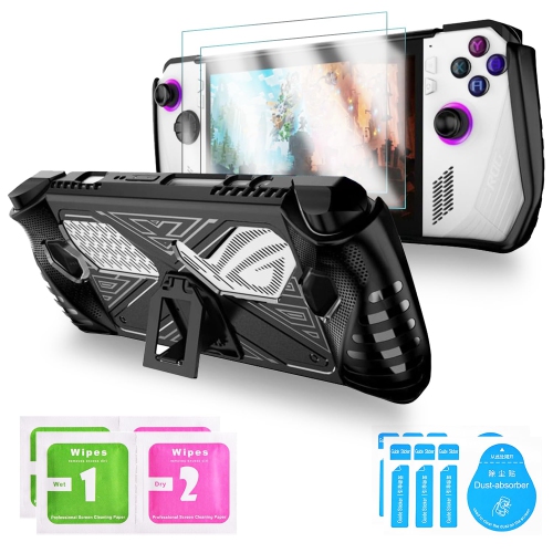 Image 1 of 6.. Protective TPU Case with Kickstand for Rog Ally Game Handheld 2023 - Flexible,Shockproof, Non-Slip, Anti-Collision - Black Bracket - Two ROG Ally
