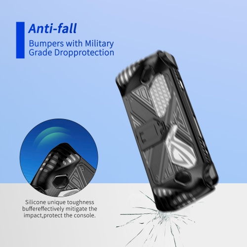 Protective TPU Case with Kickstand for Rog Ally Game Handheld 2023 - Flexible,Shockproof, Non-Slip, Anti-Collision - Black Bracket - Two ROG Ally