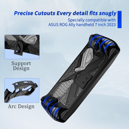 Protective TPU Case with Kickstand for Rog Ally Game Handheld 2023 - Flexible,Shockproof, Non-Slip, Anti-Collision - Black Bracket - Two ROG Ally