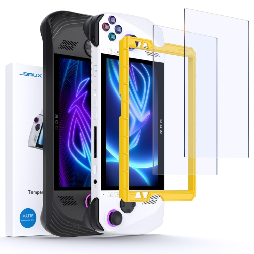 Image 1 of 6.. Asus Ally Screen Protector 2-Pack, Anti Glare 9H Hardness Tempered Glass Screen Protector with Guiding Frame, 7 inch Full Coverage Anti-Scratch