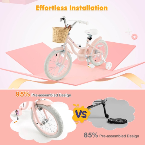 Costway 16" Kid's Bike with Training Wheels Adjustable Handlebar Seat Handbrake